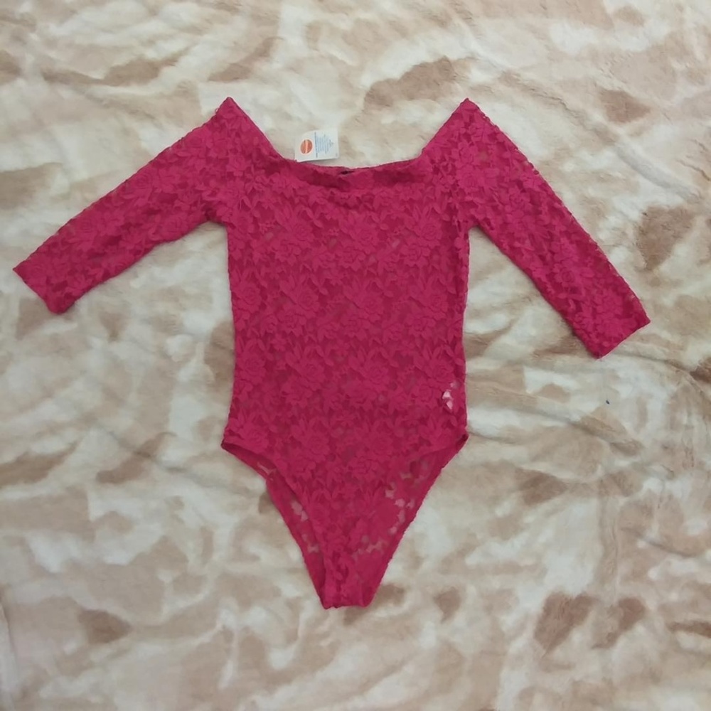 Ambiance Fuchsia Floral Body Suit Size Med NWT